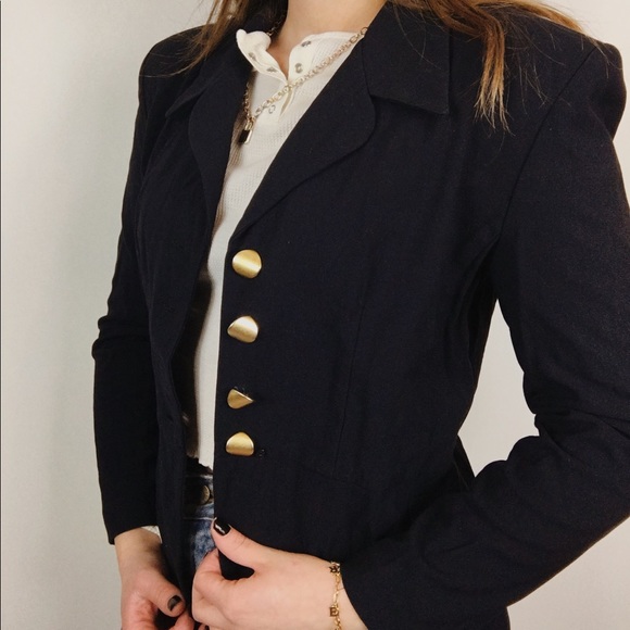 Vintage Blazer Gold Buttons Flattering Fit - Picture 3 of 6
